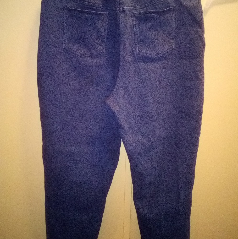 C. D. Petites blue pasley print stretch pants